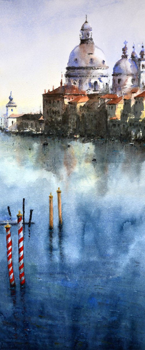 Santa Maria reflection Venice Italy 23x54cm 2020 by Nenad Kojić watercolorist