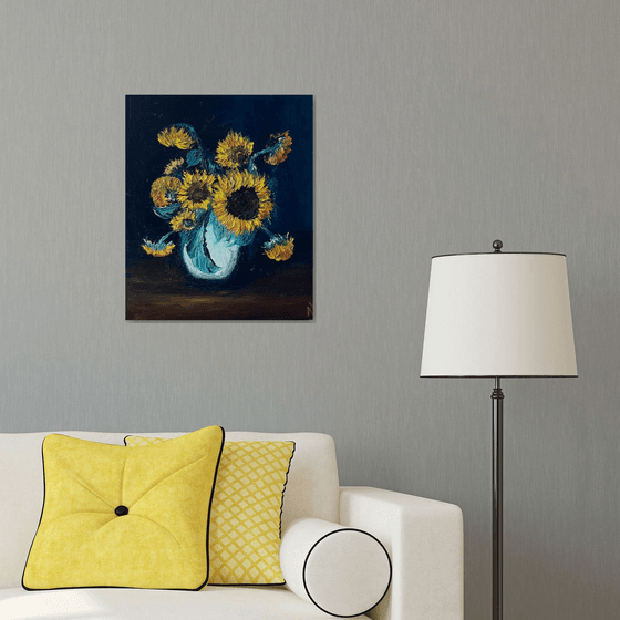 Sunflowers in white vase