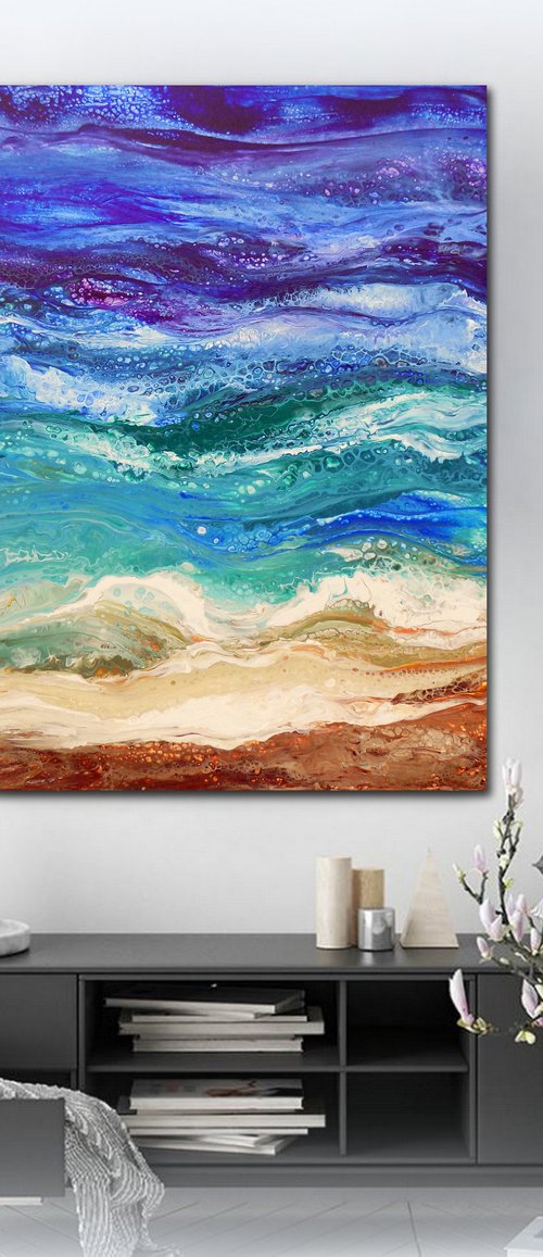 The sound of the sea *- large modern abstract seascape by Areti Ampi
