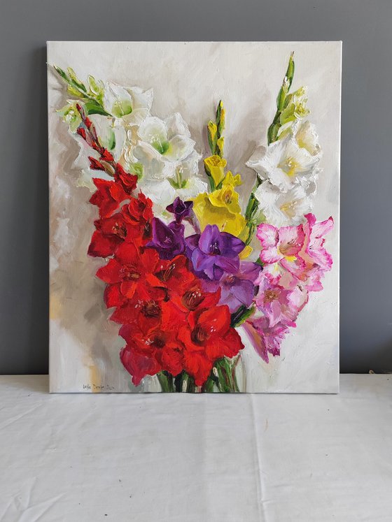 Gladiolus bouquet Sword Lilies colorfull flower art