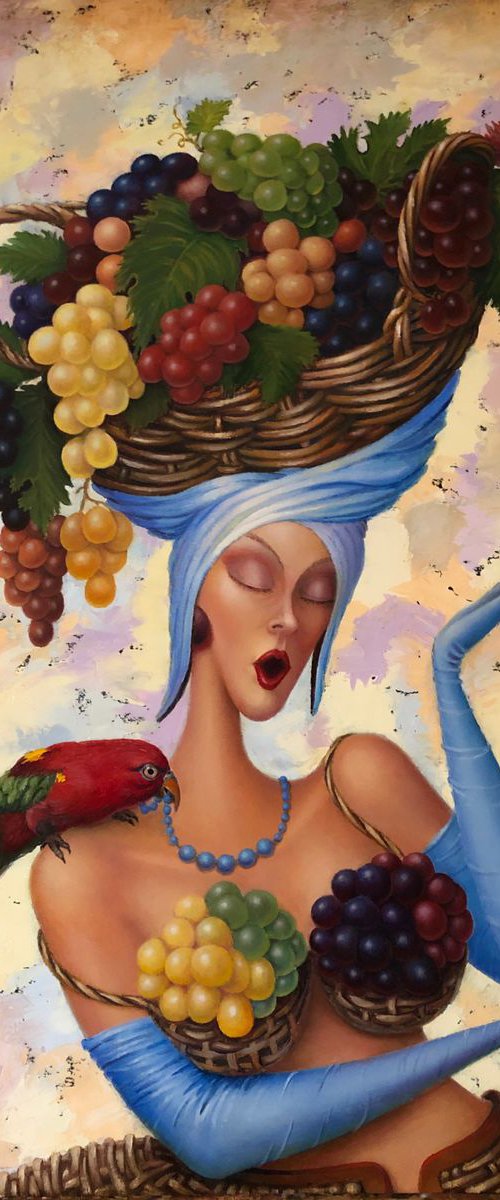 Lady with grapes by Vladimír Kasim