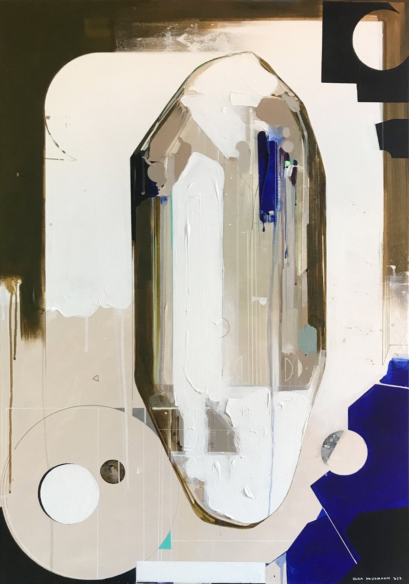 Abstract Acrylic Painting By Olga Hausmann, 28 X 39", Lucid, Original Artwork