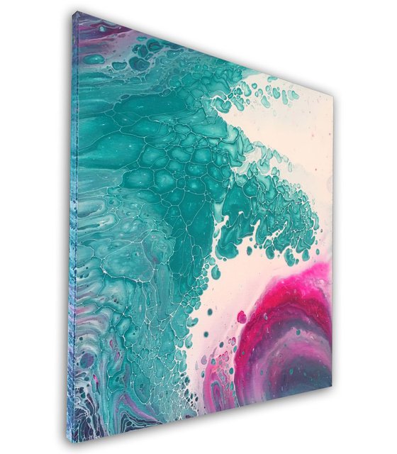 "A Bit Of The Bubbly" - FREE USA SHIPPING - Original Abstract PMS Fluid Acrylic Painting - 14.25 x 16 inches