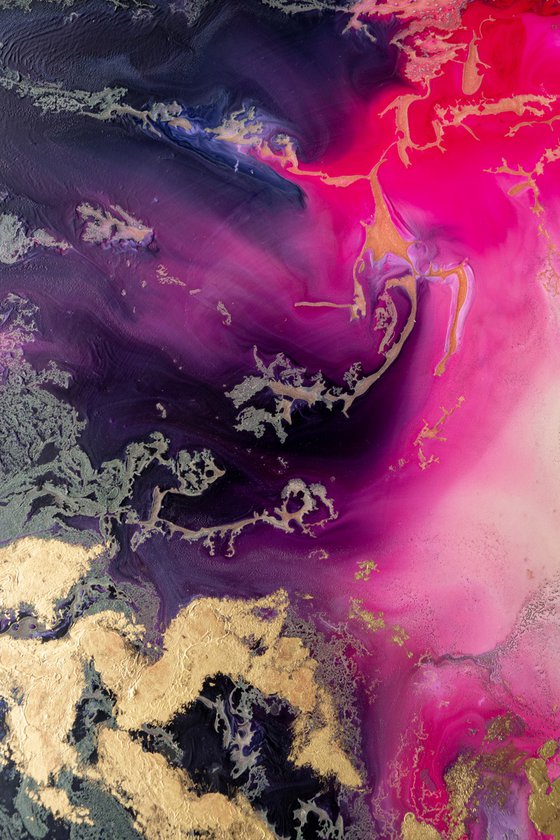 Pink and Gold Abstract Art