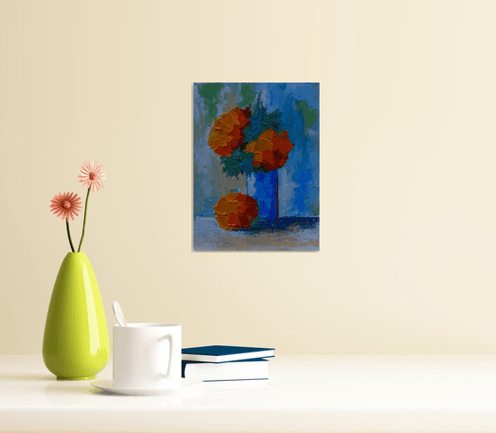 Abstract still life with flowers in vase