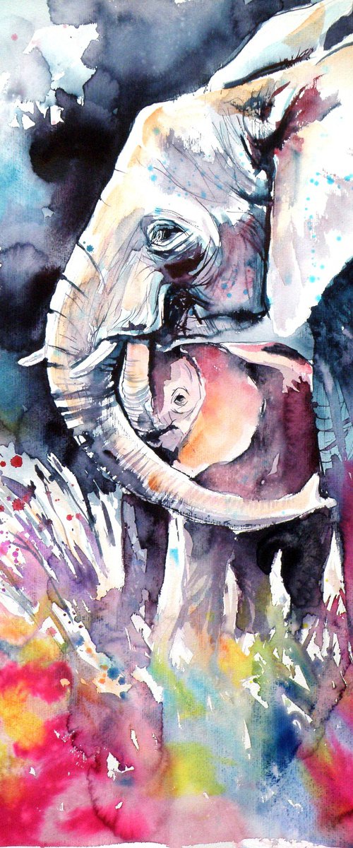 Elephant with baby by Kovács Anna Brigitta