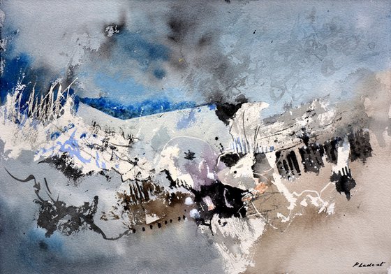 Snow tracks   - abstract watercolor -
