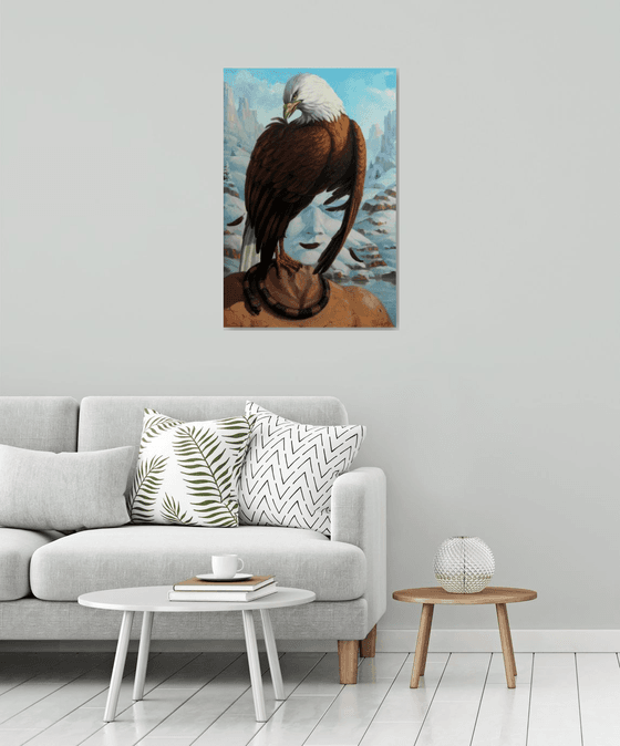 White-headed eagle 60x80cm, oil painting, surrealistic artwork