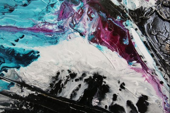 Magenta Candy Rush 190cm x 100cm Turquoise Magenta Textured Abstract Art