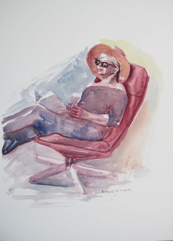 seated woman reading