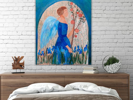 Angel Painting - SECRET GARDEN, oil on canvas - 40*34in