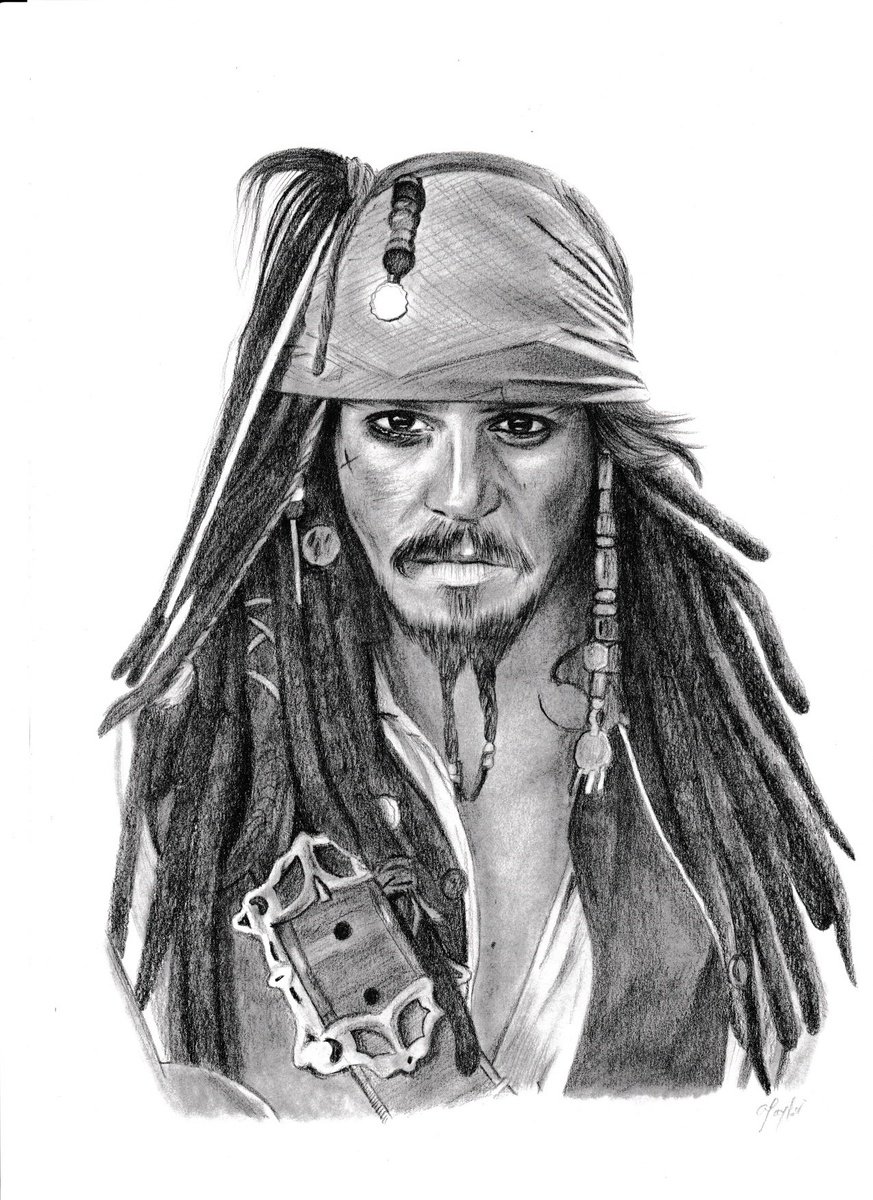 Photorealistic Portrait Pencil Drawing By Amelia Taylor, 8 X 12, Captain Jack, Original Artwork