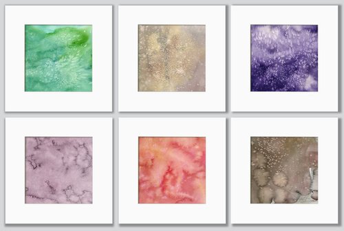 Serene Moments Collection 3 - 6 Abstract Paintings by Kathy Morton Stanion