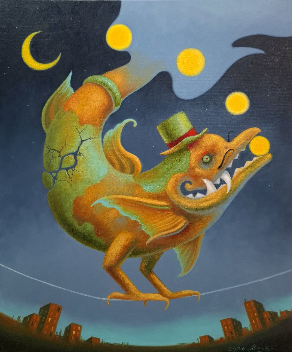 Surrealistic Oil Painting , Juggler By Serhii Voichenko, 20 X 24, Artwork For Sale On Artfinder