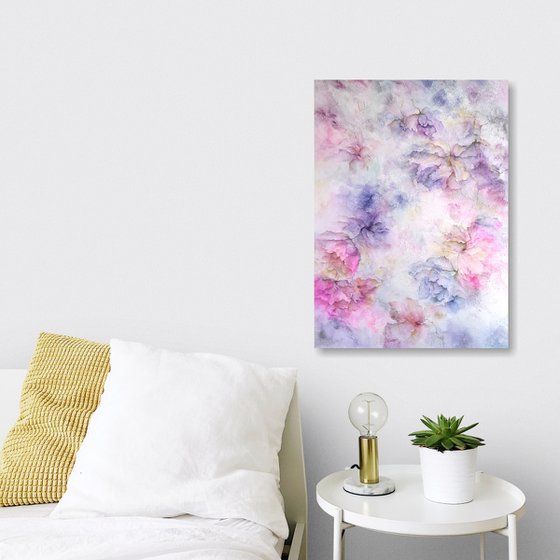 Textured impasto floral painting Сolourful dreams