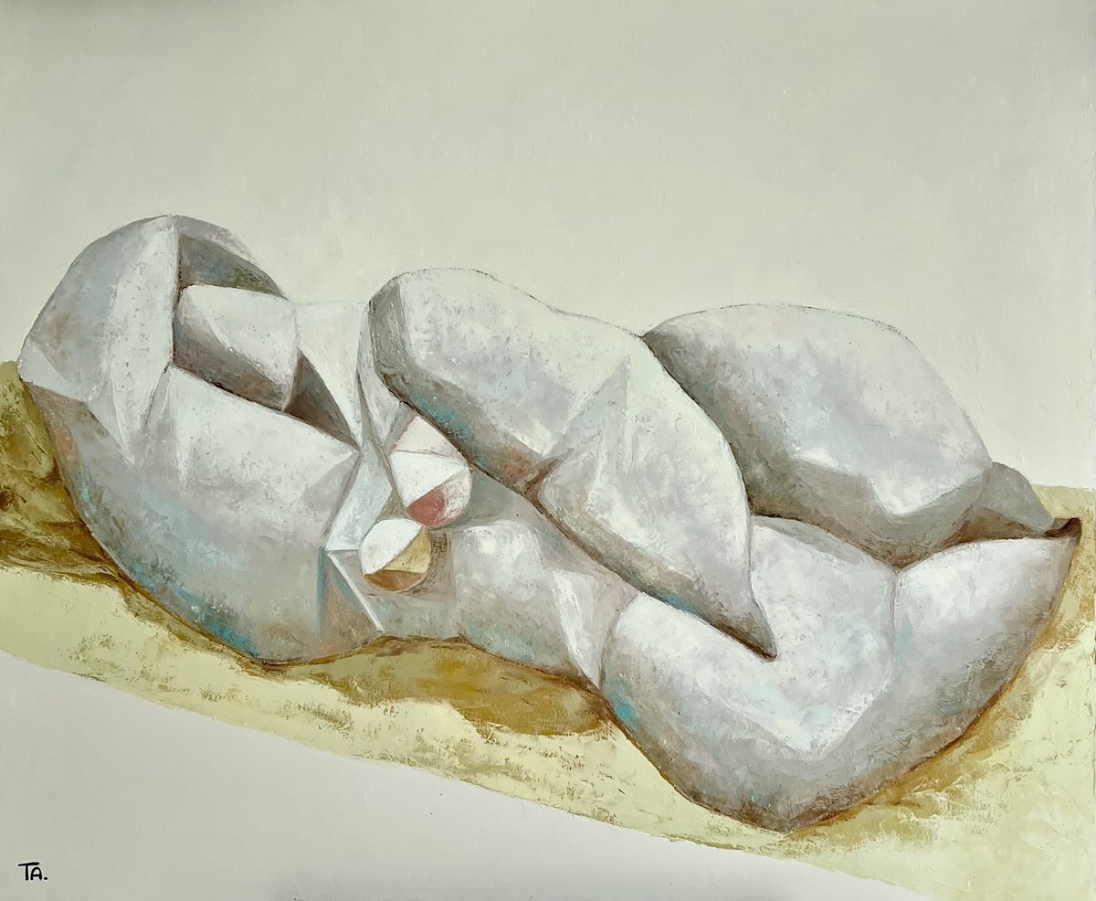 Abstract Portrait Oil Painting By Ta Byrne, 47 X 39", Lovers, Original Artwork