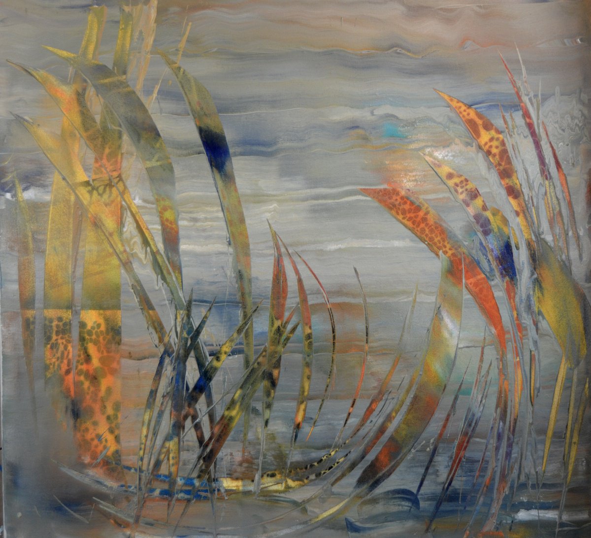 Surrealistic Landscape Acrylic Painting By Lucian Richards, 29 X 31", Tidelands, Original Artwork