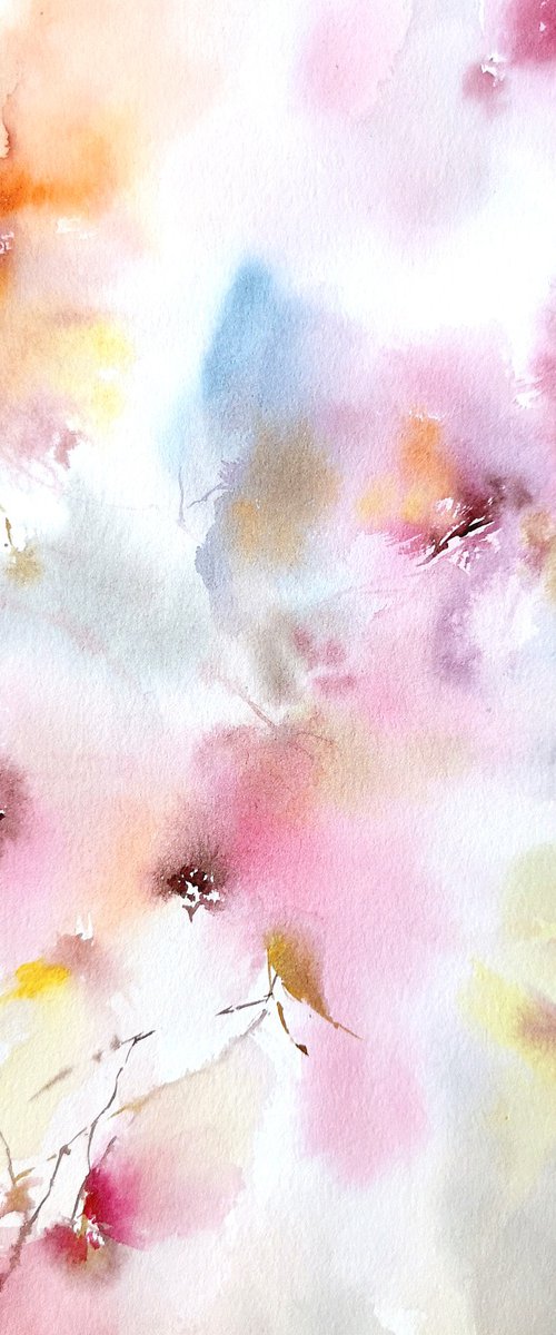 Delicate abstract flowers by Olga Grigo