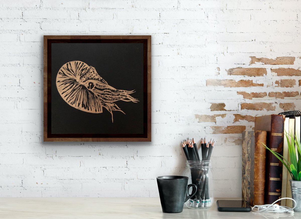 Nautilus Linocut (Unframed) by Amy Cundall