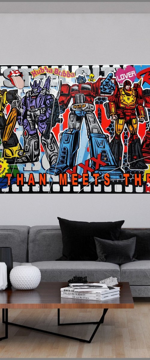 Transforming 190cm x 100cm Huge Texture Urban Pop Art by Franko