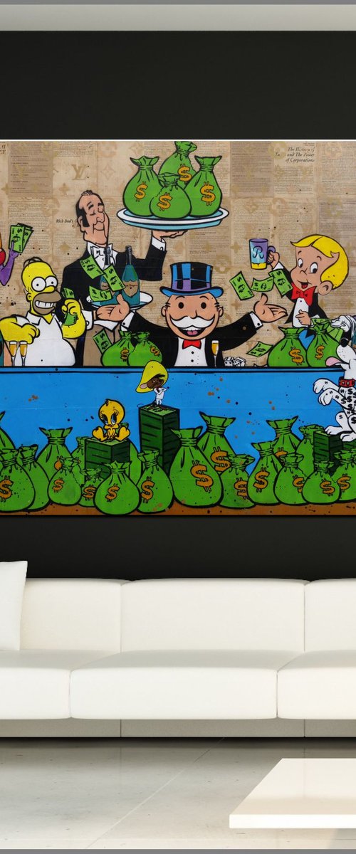 Last Supper Rewards 240cm x 120cm Last Supper Book Page Urban Pop Art by Franko