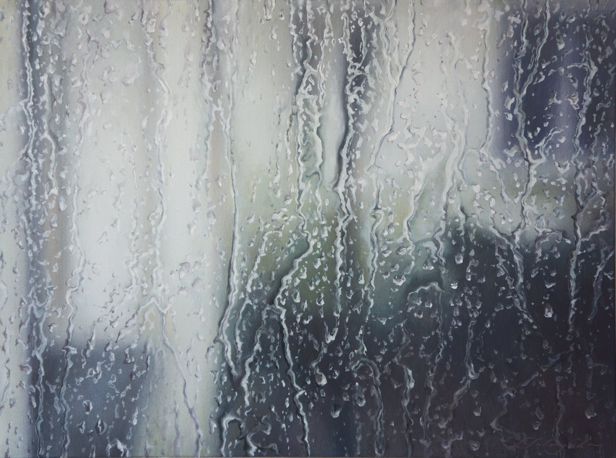 Photorealistic Oil Painting , Rain Composition 3 By Sergej Sologub, 31 X 24, Artwork For Sale On Artfinder