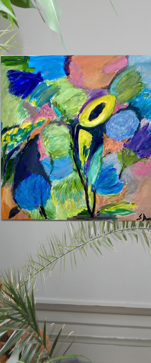 Flowers Acrylic Artwork by Sylvie Dodin