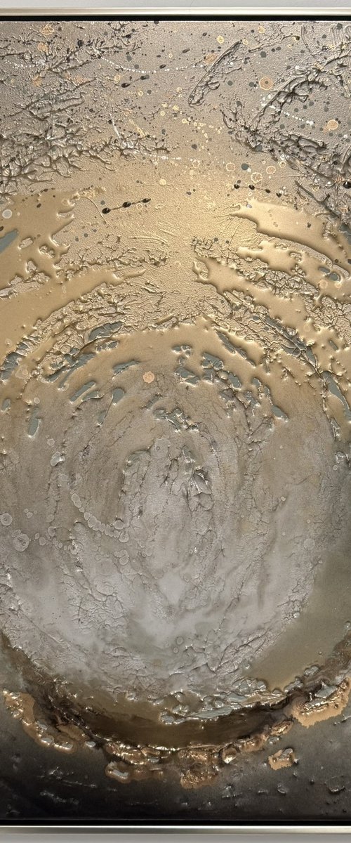 Gold And Green Abstract Painting – Gold Sage by Sarah Berger