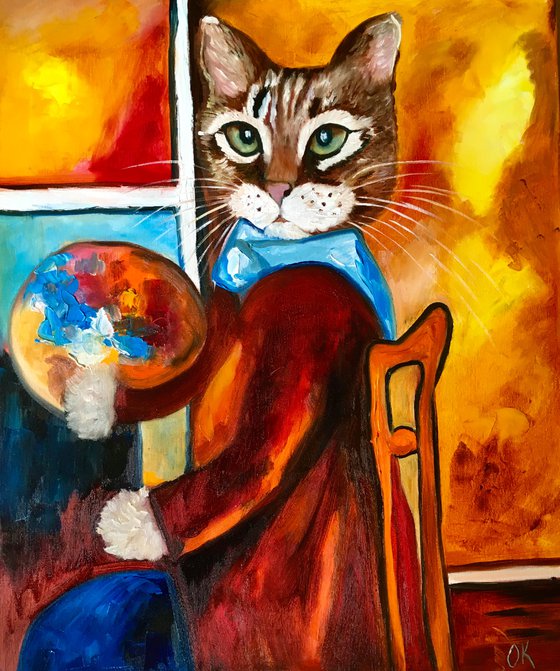 Troy The Cat #3 artist inspired by self-portrait of Amedeo Clemente Modigliani