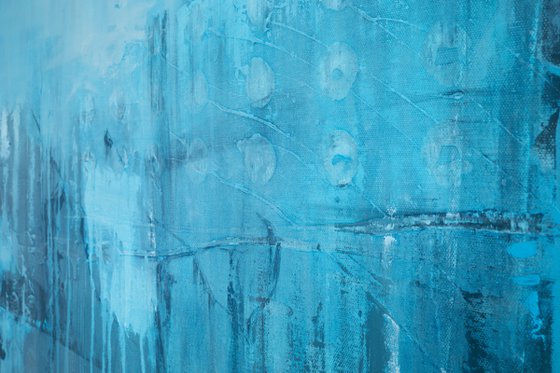 Blue Sea Tie-Dye Wabi-Sabi #8 48x36" abstract by Bo Kravchenko