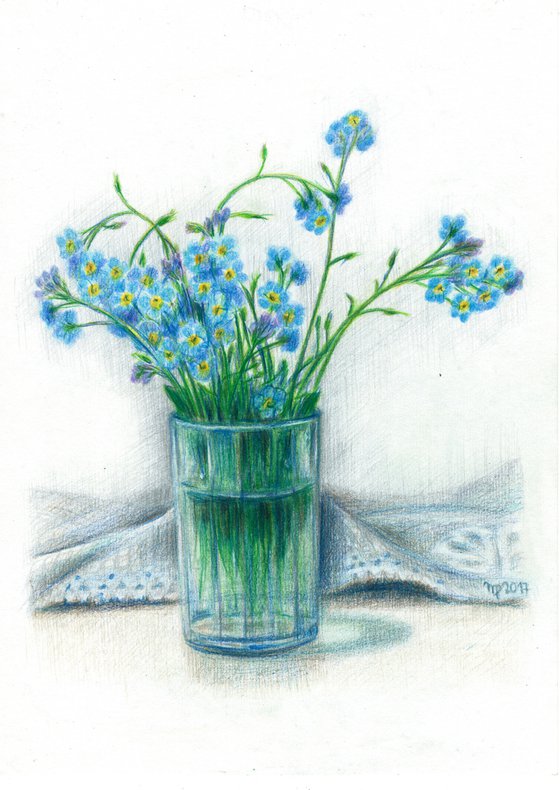 Forget-me-nots in a glass/Flower Series