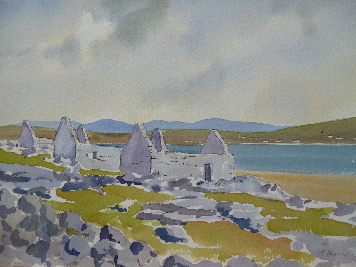 Expressive Landscape Watercolour By Maire Flanagan, 10 X 7", Deserted Village, Original Artwork