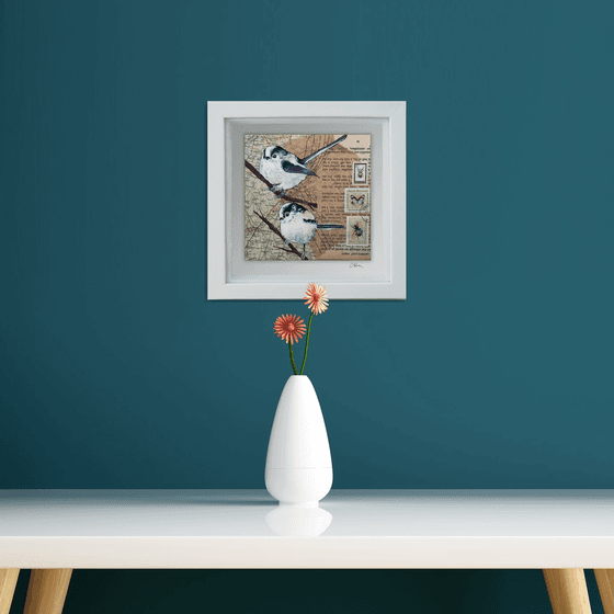 Long tailed tits - Ornithology #10 - Framed ready to hang original painting