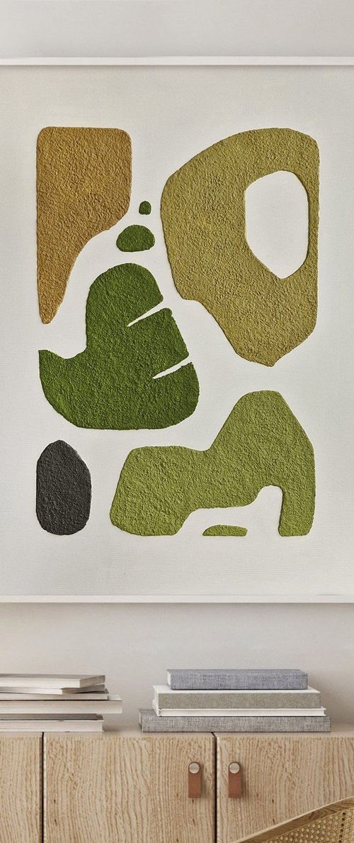 "Spring Bay 6" Textured green abstract art by Marine