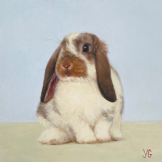 Stella. Original oil painting. Animal portrait. Bunny artwork. Easter