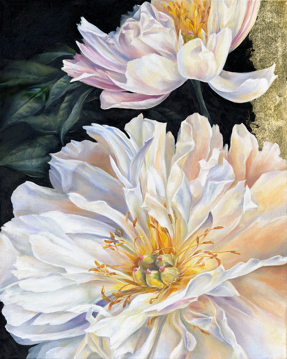 Ice cream II - oil painting, delicate flowers, gift idea, peonies, original gift by Elena Smurova