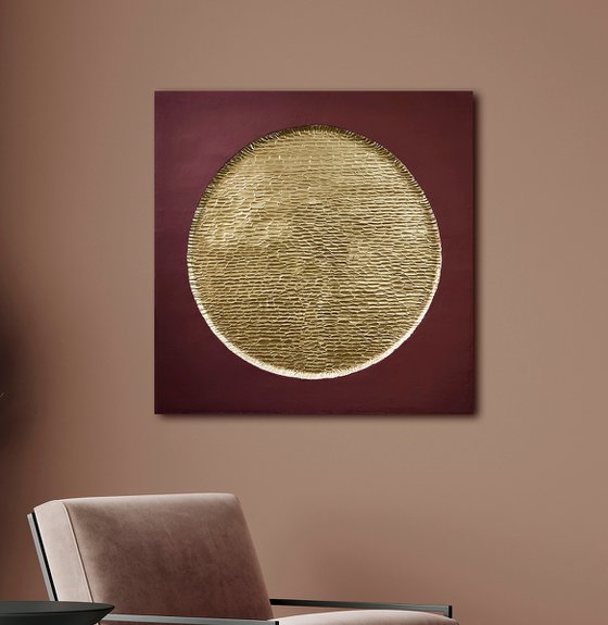 "Golden Burgundy Mars" Gold textured high art