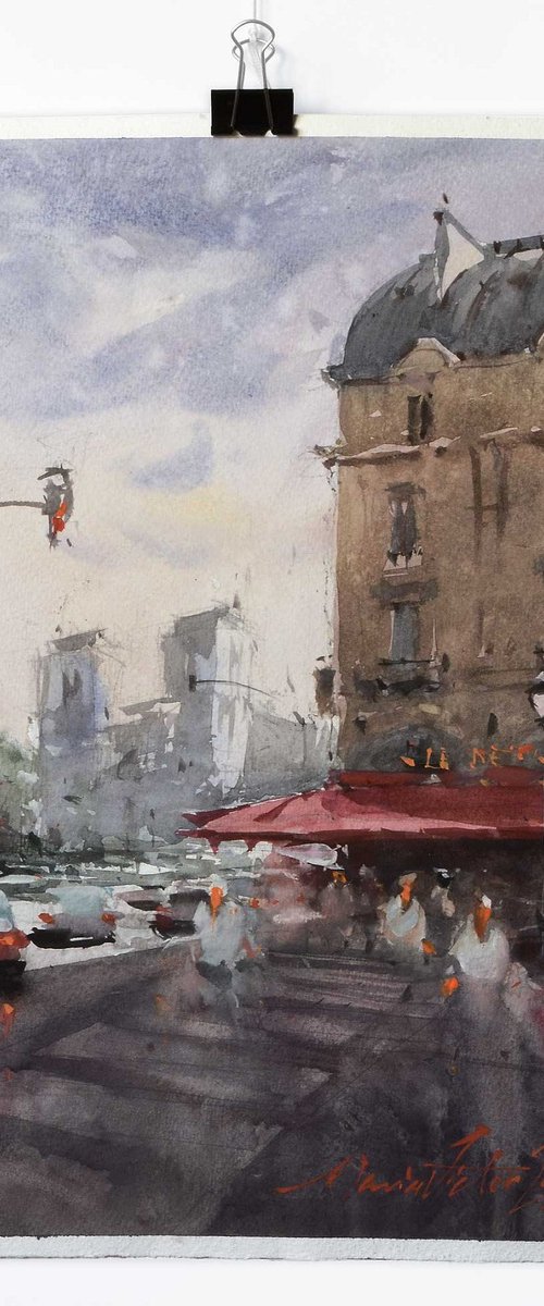 Paris, Original Watercolor by Marin Victor