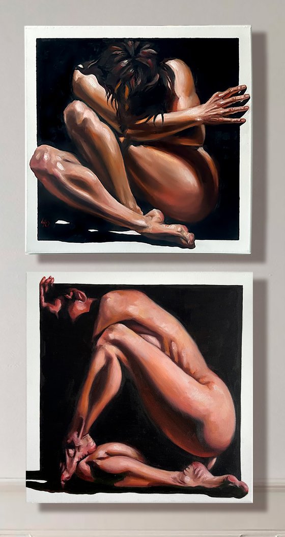 Comfort Zone - Figurative Nude Diptych