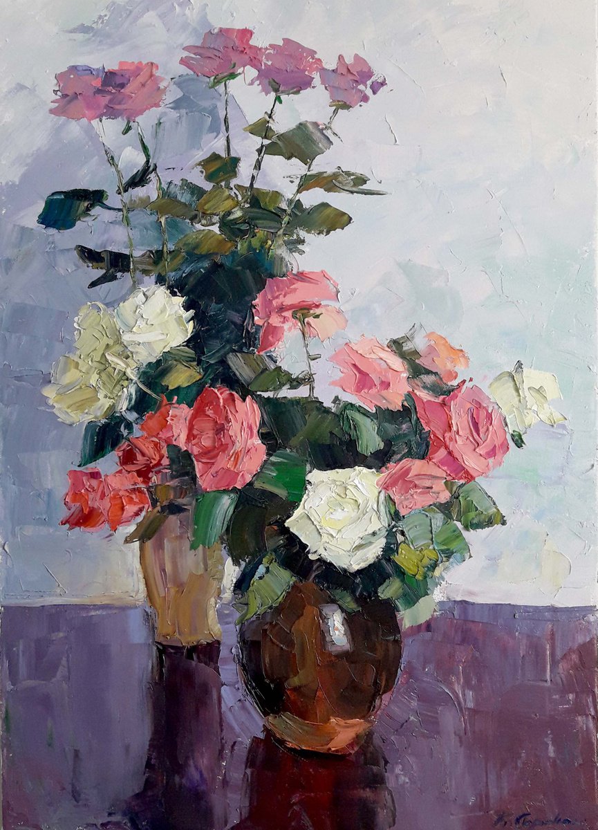 Oil painting Roses for a loved one nSerb517 by Boris Serdyuk