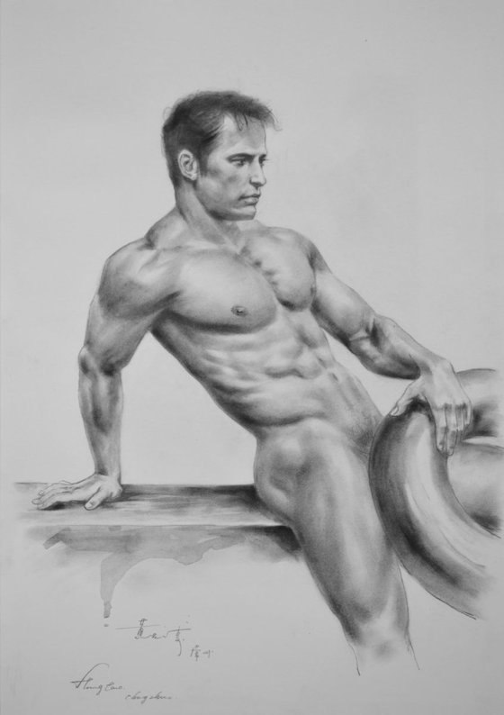 DRAWING SKETCH CHARCOAL MALE NUDE#11-12-04