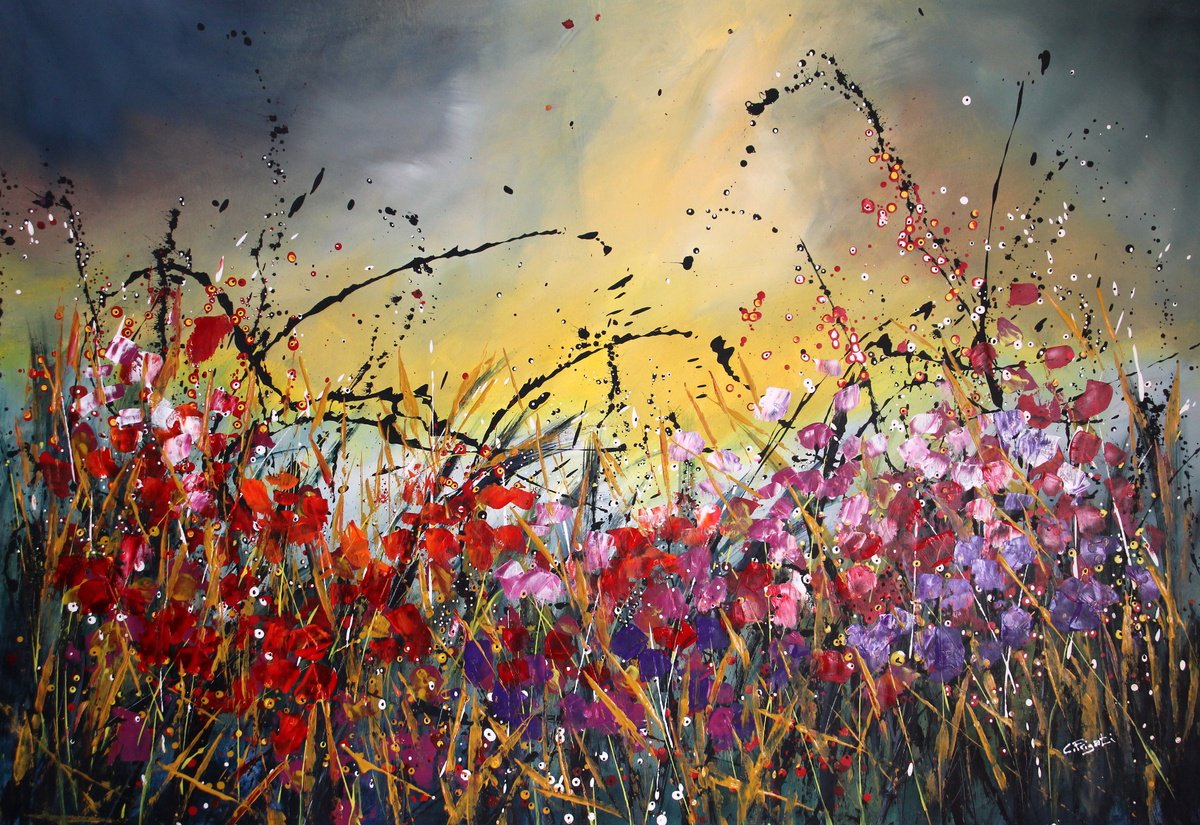 Abstract Botanical Acrylic Painting By Cecilia Frigati, 55 X 39, Our Space #1, Original Artwork