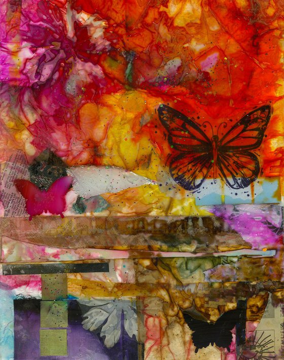 Manifesting A Dream - Framed Mixed media Butterfly art by Kathy Morton Stanion