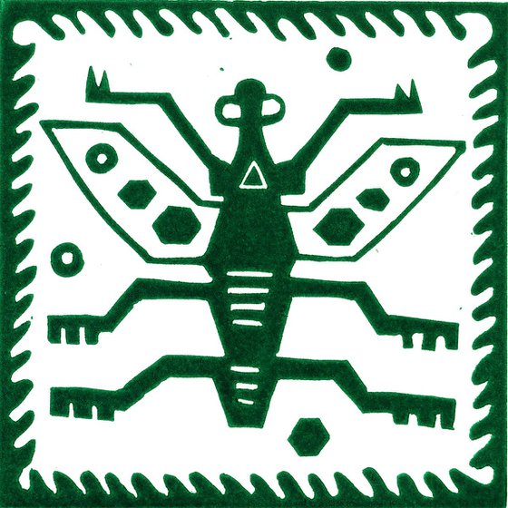 Peru Bug Linocut Hand Pulled Original Relief Print Edition of 30