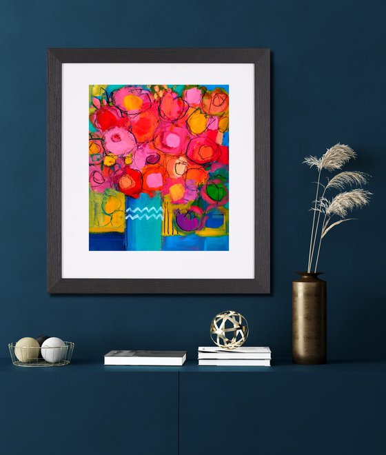 Spring Flowers in a Blue Vase III