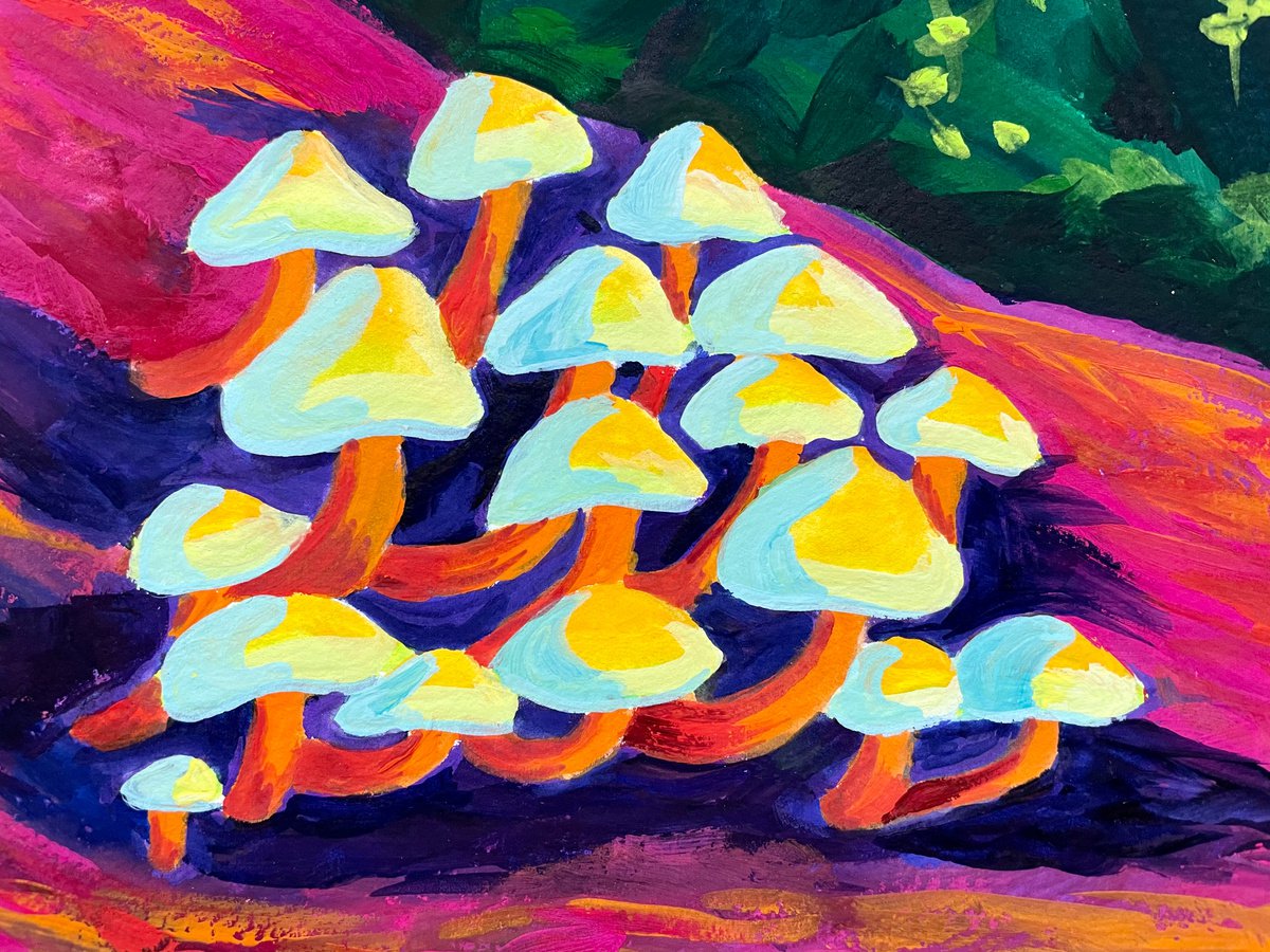 Magic Mushroom Painting, Trippy Draws, Original Gouache Painting, Trippy  Wall Art, Psychedelic Room Decor Gouache painting by Kate Grishakova