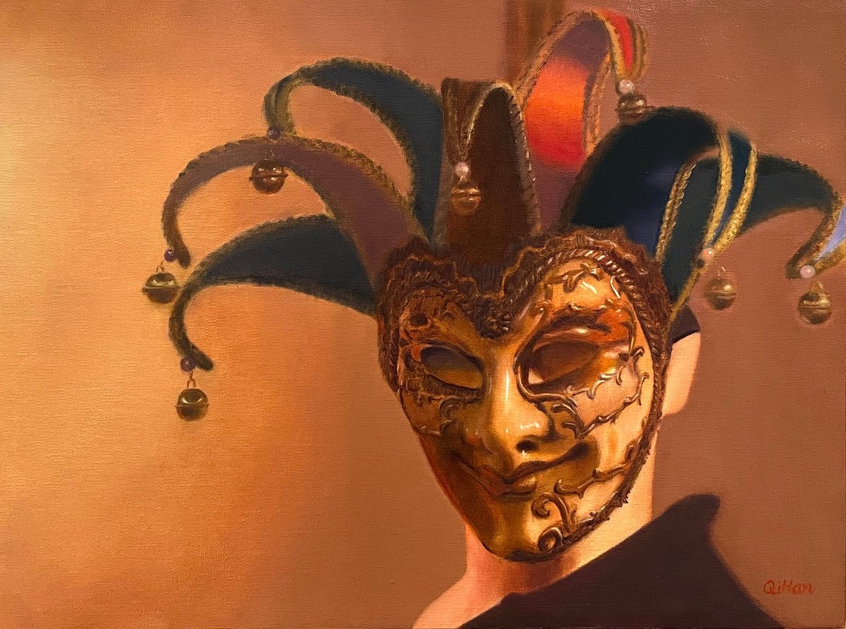 Photorealistic Still Life Oil Painting By Qi Han, 16 X 12", Carnival Whimsy, Original Artwork