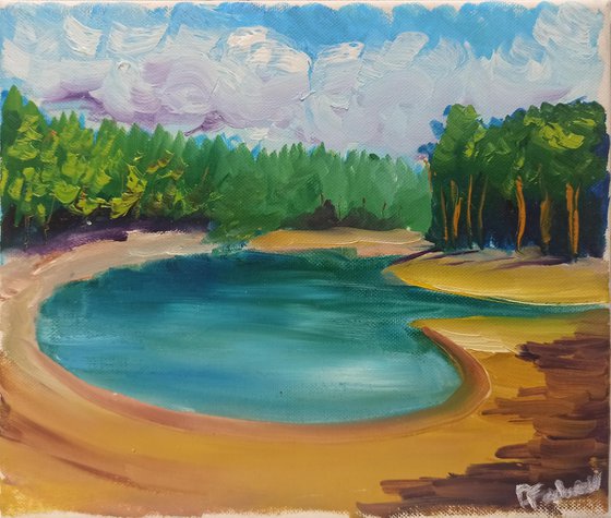 Lake in the forest. Pleinair