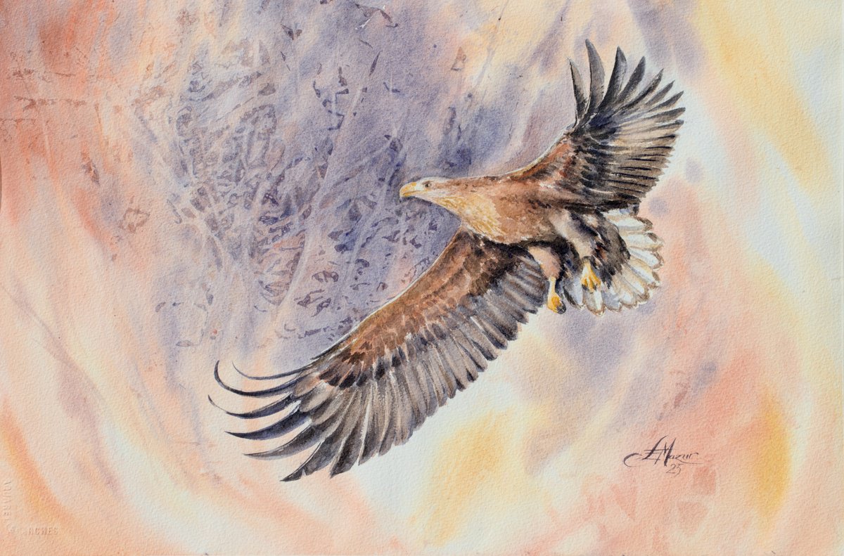 Impressionistic Animal Watercolour By Eve Mazur, 22 X 15, Freedom, Original Artwork