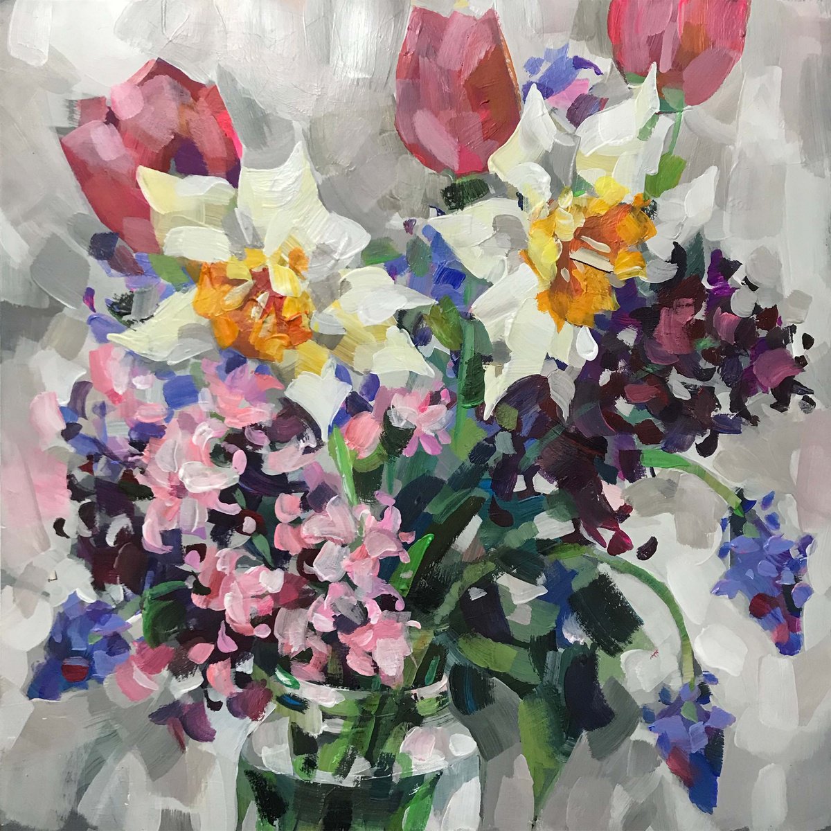Spring bouquet. one of a kind, handmade artwork, original painting. by Galina Poloz